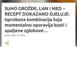 SUVO GROŽĐE, LAN I MED – RECEPT KOJI DOKAZANO DJELUJE: Isprobana kombinacija koja brzo oporavlja kosti i zglobove