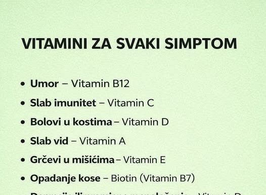 VITAMINI ZA SVAKI SIMPTOM – šta vašem tijelu zaista treba?