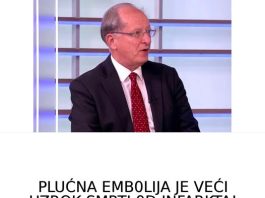PLUĆNA EMBOLIJA JE VEĆI UZROK SMRTI OD INFARKTA! Dr Seferović otkriva: “Glavni simptom se vidi na nozi”