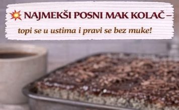 NAJMEKŠI POSNI MAK KOLAČ – topi se u ustima i pravi se bez muke!
