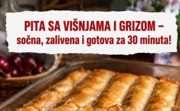 PITA SA VIŠNJAMA I GRIZOM – sočna, zalivena i gotova za 30 minuta!