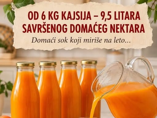 Od 6 kg kajsija – 9,5 litara savršenog domaćeg nektara domaći sok koji miriše na leto…