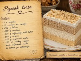 PIJESAK TORTA – kremasta torta bez pečenja koja osvaja na prvi zalogaj