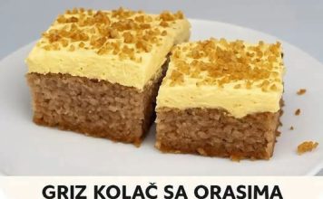 Griz kolač sa orasima- brza priprema….